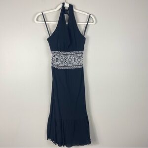 Water Water Everywear Dress Women Small Black White Halter Embroidered Coverup